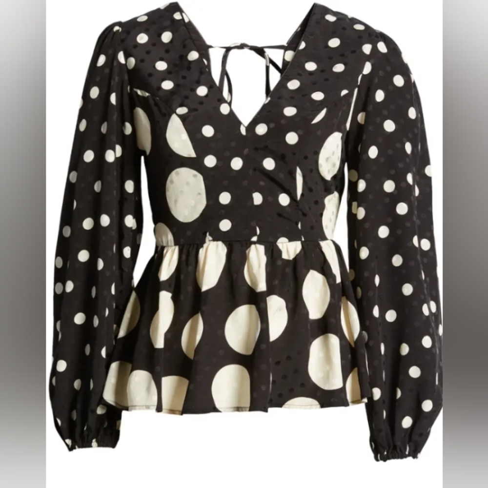 Topshop Jacquard Peplum Blouse Size 4 - Picture 6 of 17